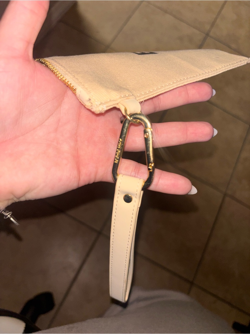 Burberry Beige Canvas Logo Wristlet Pouch with Black Lettering - Picture 6 of 11